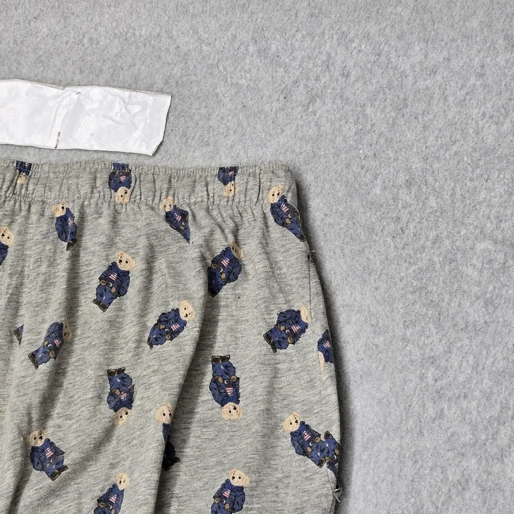 Polo Ralph Lauren Men Sleepwear S Gray Pants Graphic Sweatpants Polo Bear‎ AOP